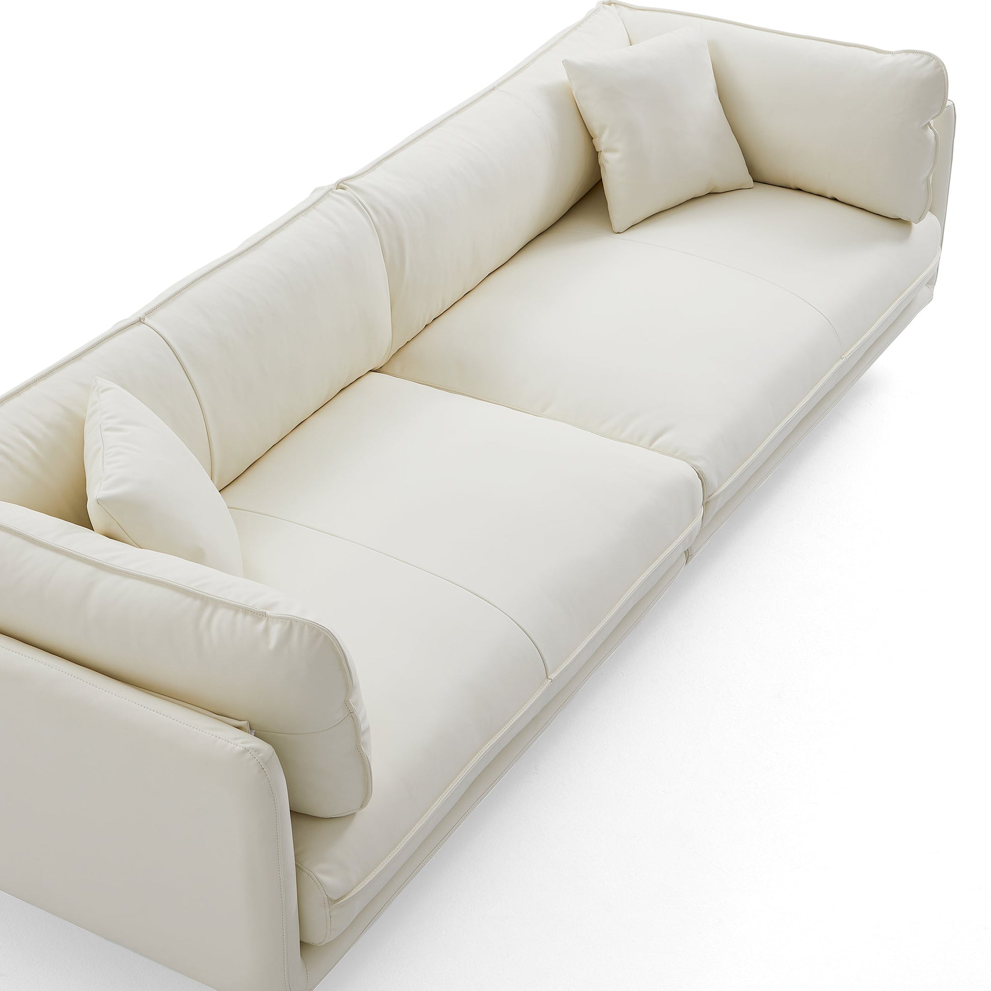 Vanilla White Leather Sofa-White