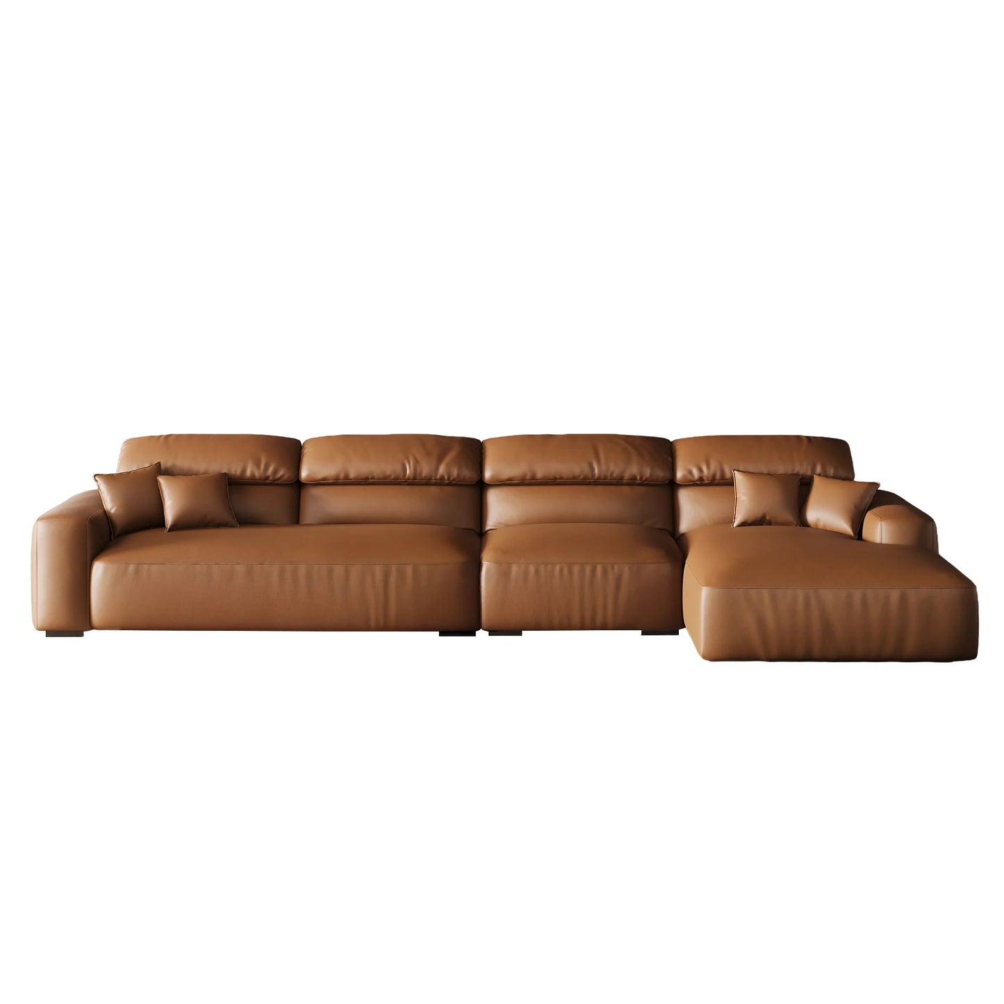 Chestnut Brown Leather Sectional