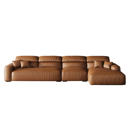 Chestnut Brown Leather Sectional