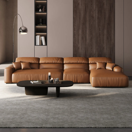Chestnut Brown Leather Sectional