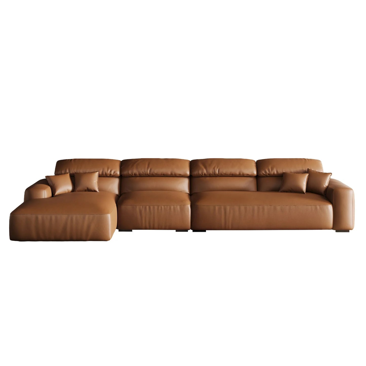 Chestnut Brown Leather Sectional