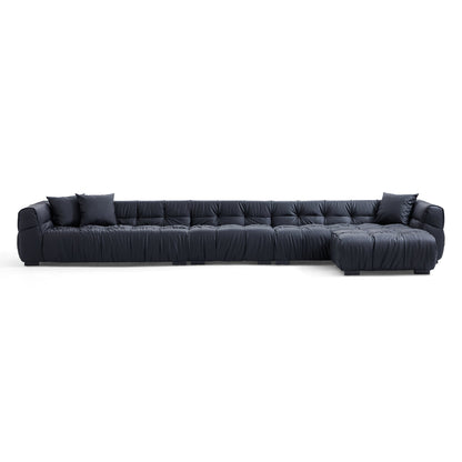 Boba Black Leathaire Sofa and Ottoman-Black-177.2″