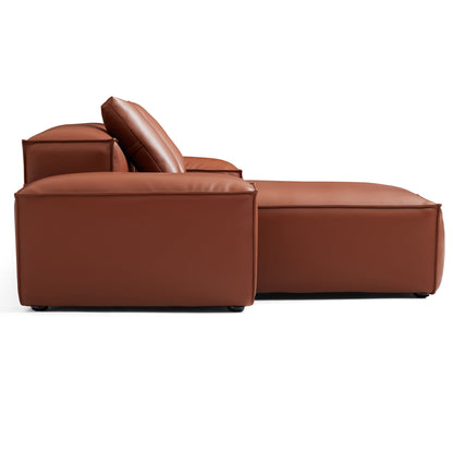Cube Modular Brown Genuine Leather Sectional-Brown