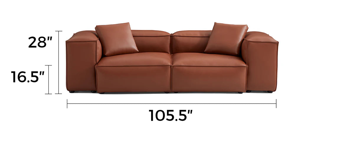 Cube Modular Brown Genuine Leather Sofa
