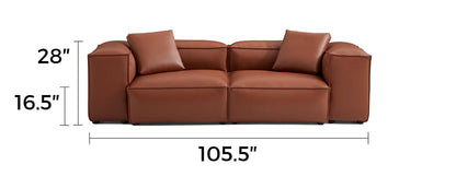 Cube Modular Brown Genuine Leather Sofa