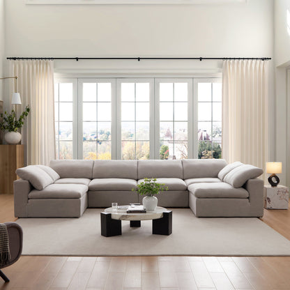Tender Wabi Sabi Sand U Shaped Sectional with Open Ends-Gray