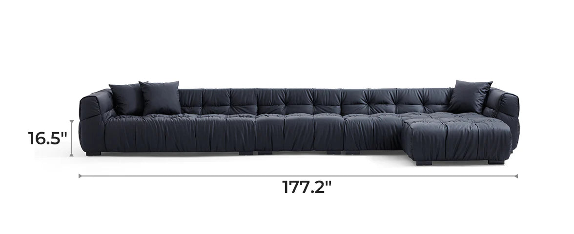 Boba Black Leathaire Sofa and Ottoman