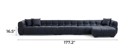Boba Black Leathaire Sofa and Ottoman