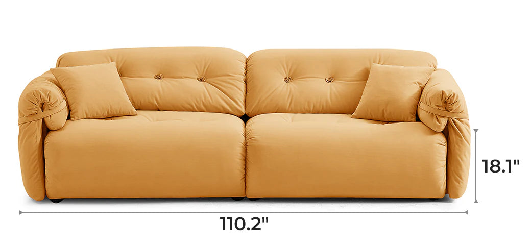Butter Yellow Tufted Sofa