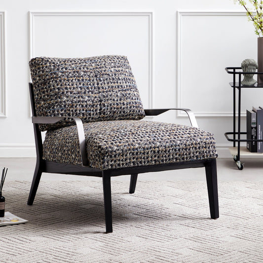 Charcoal Gary Flax Linen Minimalist Leisure Chair-Black