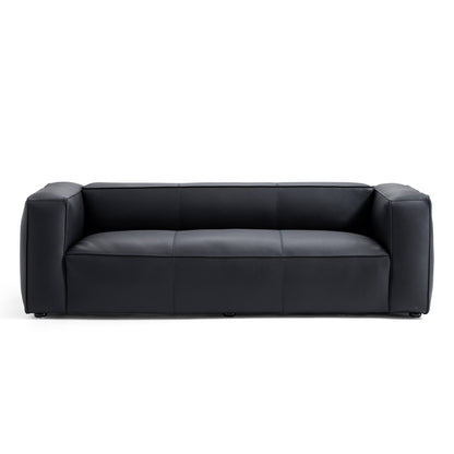 Brancaster Black Genuine Leather Tuxedo Sofa-Black