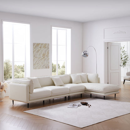 Vanilla White Leather Sectional-White