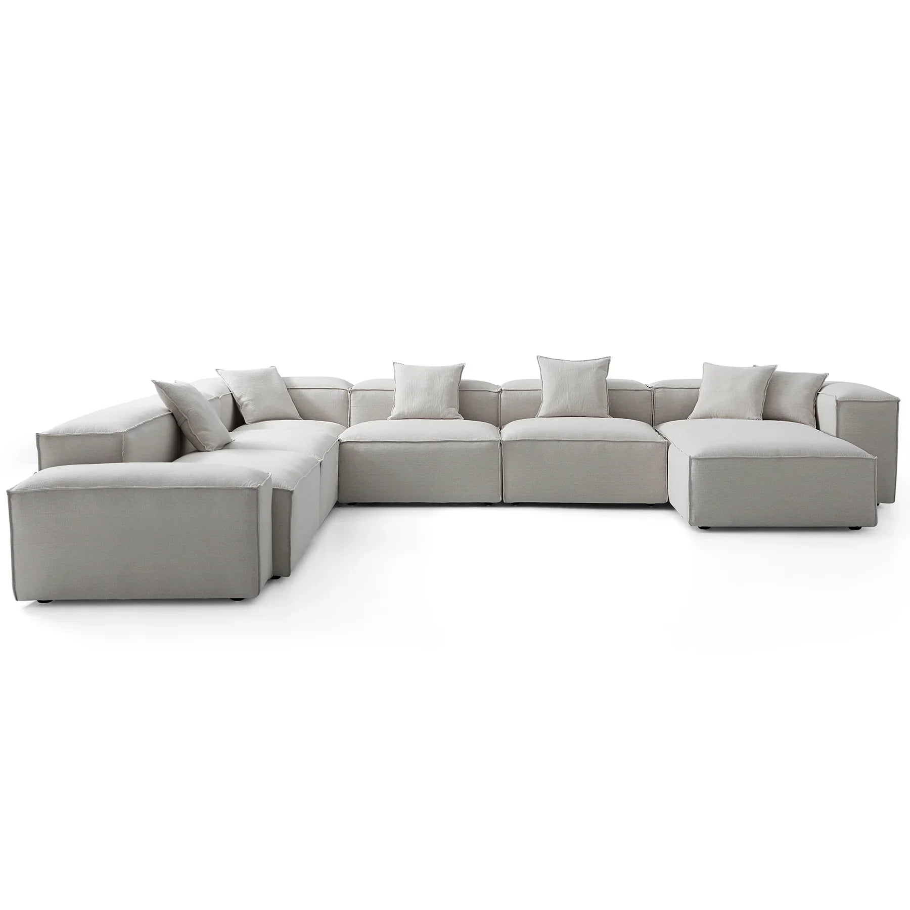 Freedom Modular Khaki U Shaped Sectional Sofa-Gray-177.2"-Low & High