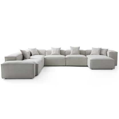 Freedom Modular Khaki U Shaped Sectional Sofa-Gray-177.2"-Low & High