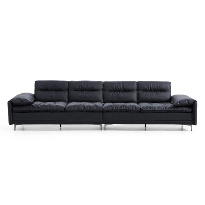 Lewis Adjustable Backrest Ultra-Wide Leather Sofa