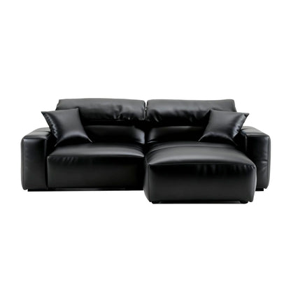 Chestnut Brown Leather Sofa and Ottoman