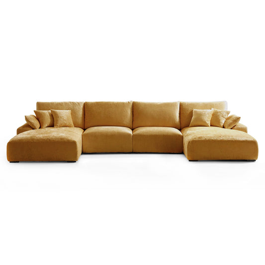 The Empress Navy Blue U Shaped Sectional-Yellow-161.4"