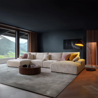 The Empress Beige U Shaped Sectional Sofa-Beige