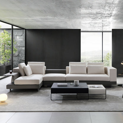 Connery Minimalist White Sectional-White