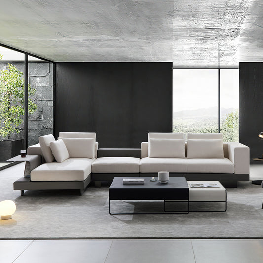Connery Minimalist White Sectional-White
