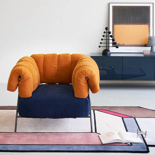 Granchio Russet Fabric Accent chair-Orange & Blue