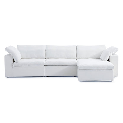 Tender Wabi Sabi Beige Sofa and Regular Ottoman-White-128.0"