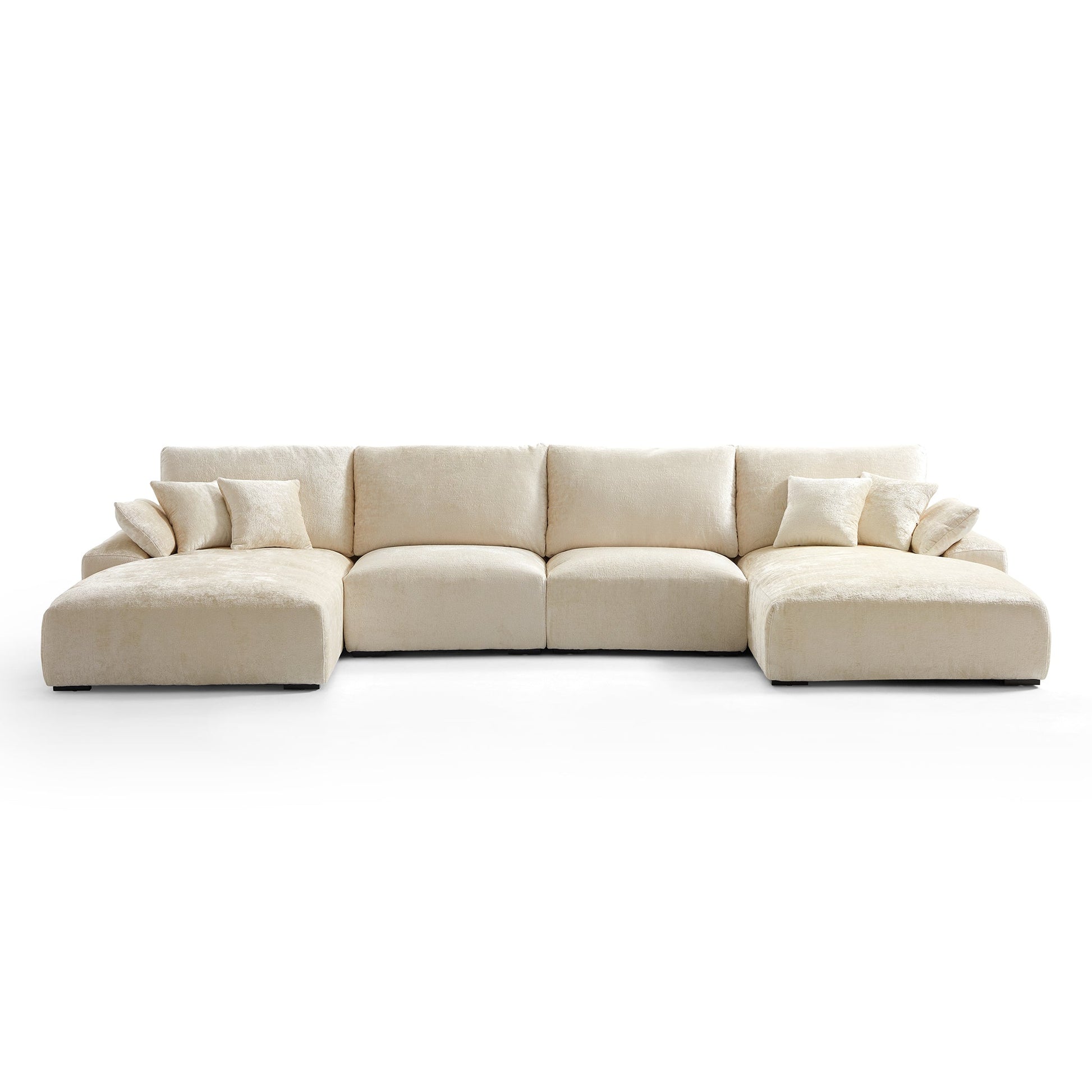 The Empress Gray U Shaped Sectional Sofa-Beige-161.4″