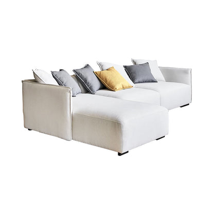 Serene Beige Fabric Sectional-Beige-118.1"-Facing Left