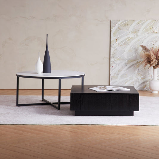 Clarence Round & Square Coffee Table Set-31.5″ & 27.6″