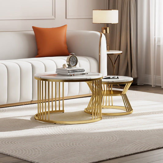 Eden Common Modern Round Nesting 2 Tier Coffee Table