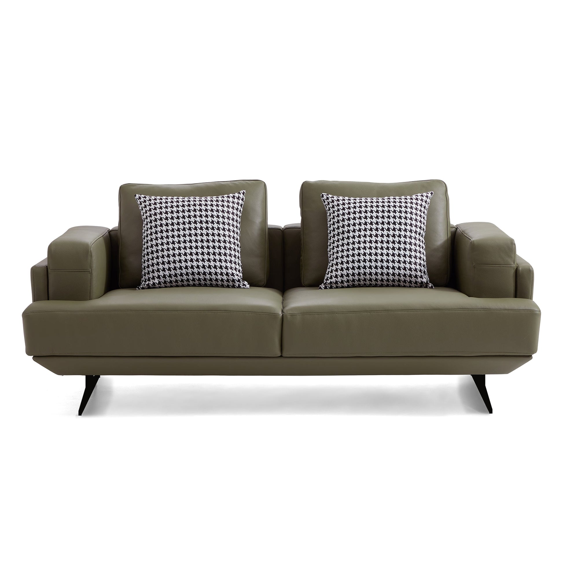 Olivia Top Grain Genuine Leather Sofa-Olive