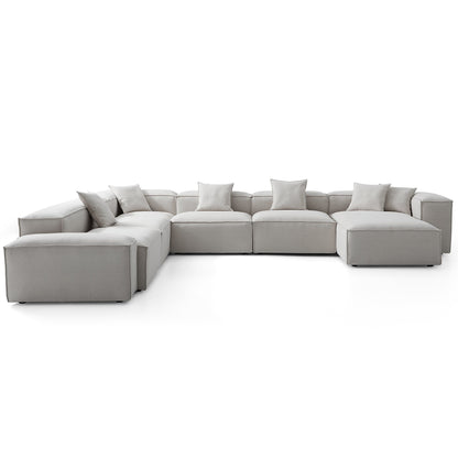 Freedom Modular Gray U Shaped Sectional Sofa-Gray-177.2"-Low & High