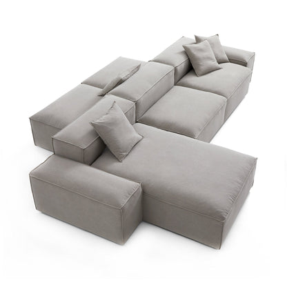 Freedom Modular Double Sided Sectional Sofa-New Gray-143.7"-Low
