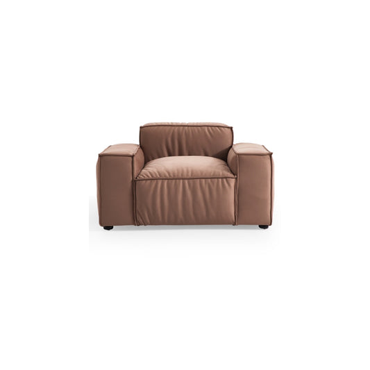Fauteuil de luxe minimaliste en tissu marron