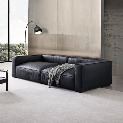 Luxury Minimalist Black Leather Daybed Sofa-Black