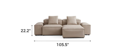 Cube Modular Khaki Genuine Leather Double-Sided Sectional