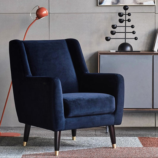 Eden Ink Blue Velvet Lounge Chair-Blue