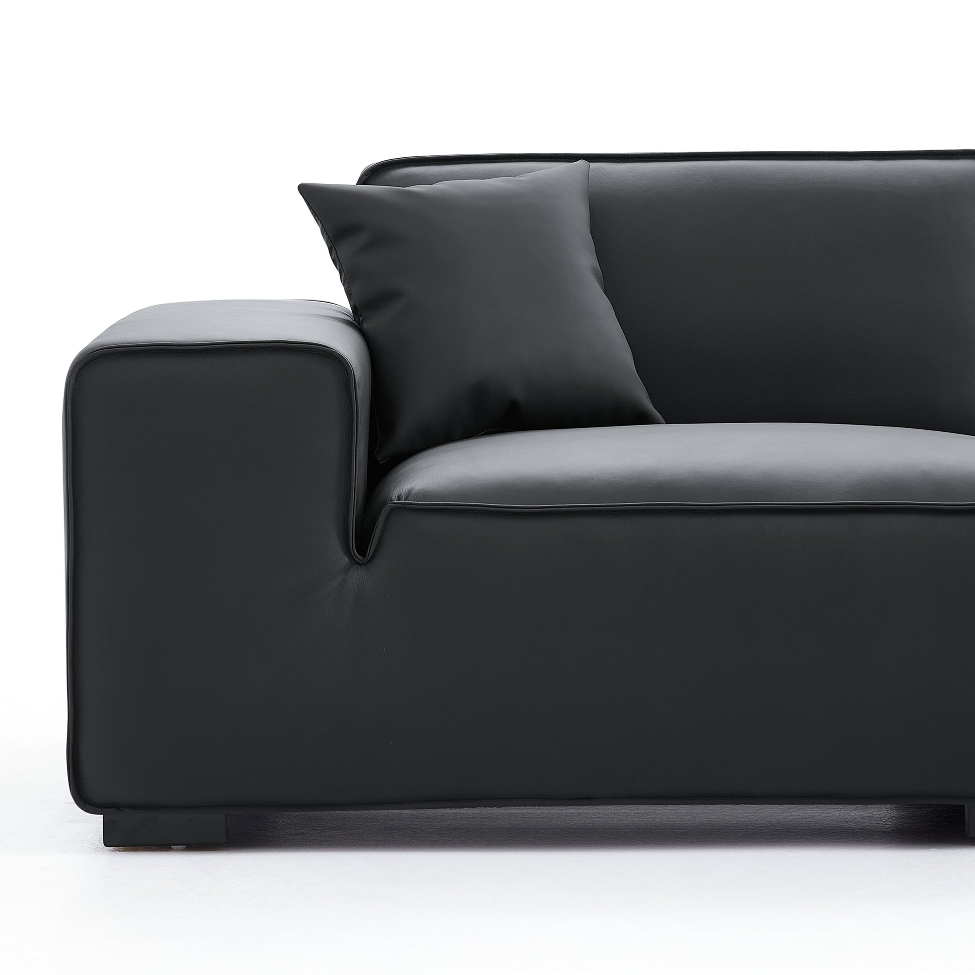 Domus Modular Dark Gray Leather L Shaped Sectional-Black