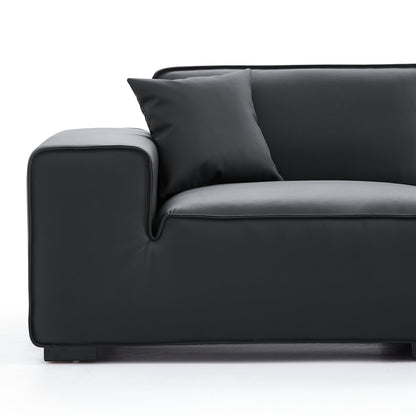 Domus Modular Dark Gray Leather L Shaped Sectional-Black