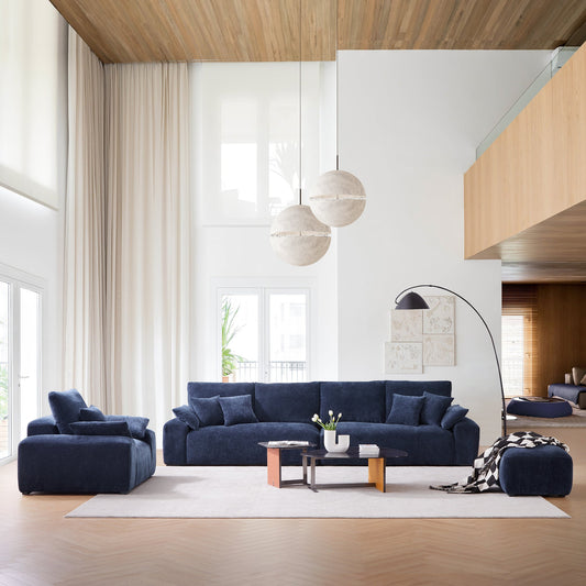The Empress Navy Blue Sofa Set-Navy Blue