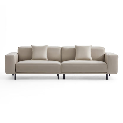 Noble Dark Gray Leather Sofa-Beige-111.0"