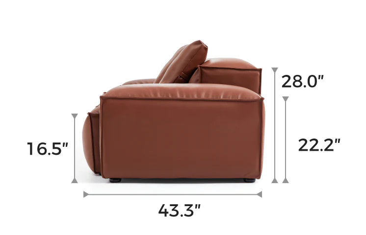 Cube Modular Brown Genuine Leather Armchair
