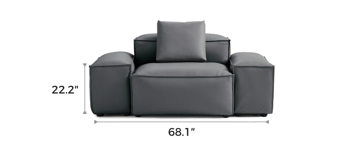 Cube Modular Dark Gray Genuine Leather Armchair