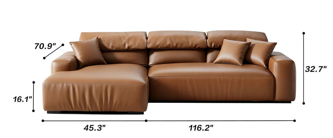 Chestnut Brown Leather Sectional