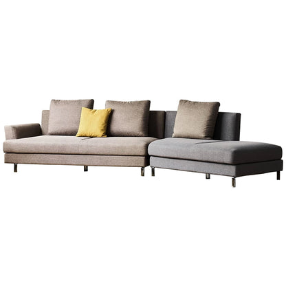 Peanut Dual Tone Curved Sectional-Gray & Brown-148.0"-Facing Right