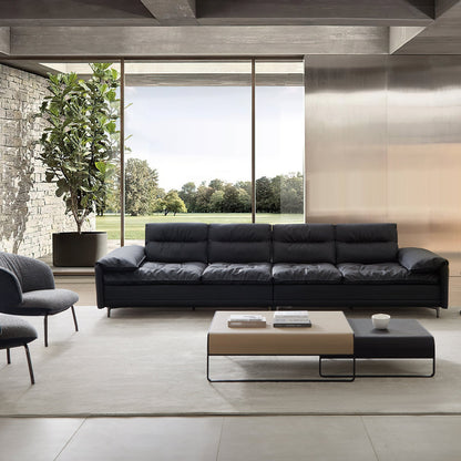 Lewis Black Leather Sailboat Sofa-Black