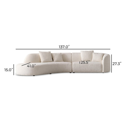 Crescent Bay Wabi Sabi Gray Sofa-White-Facing Left