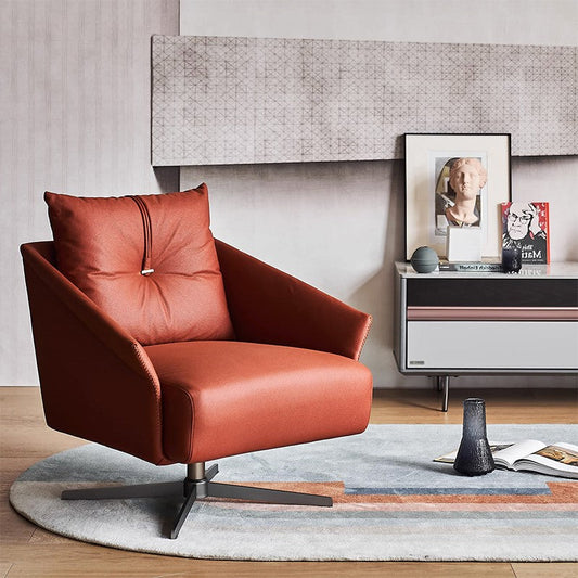 Flamingo Red Fabric Swivel Accent Chair-Red