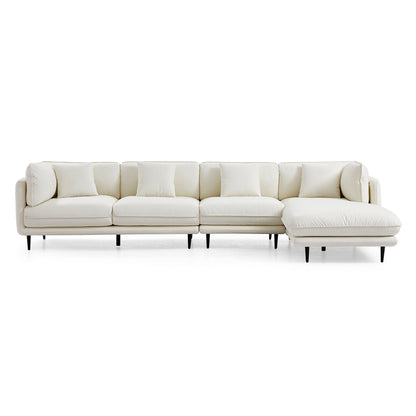 Vanilla White Leather Sectional-White-hidden