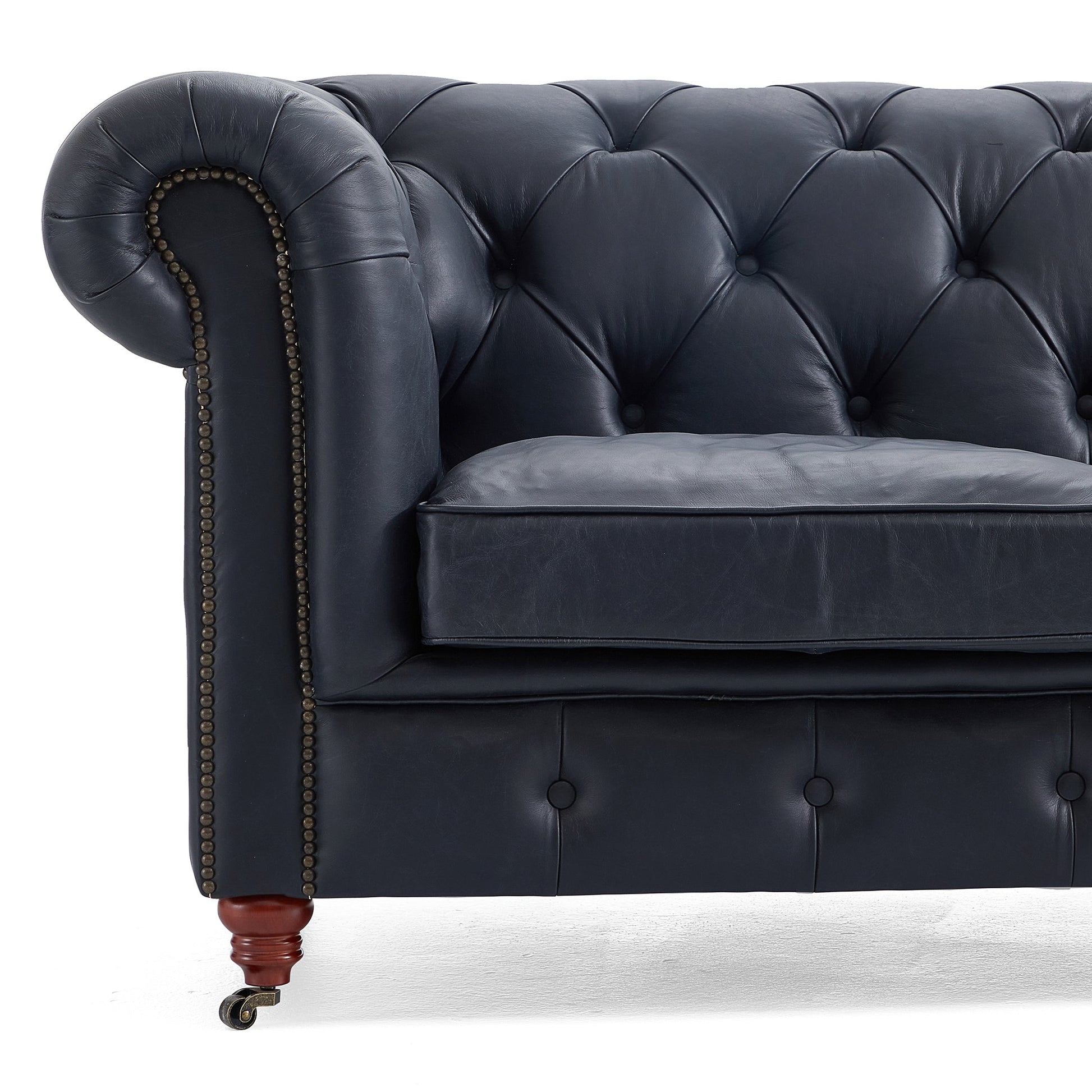 Durango Chesterfield Top Grain Leather Tufted Sofa-Black